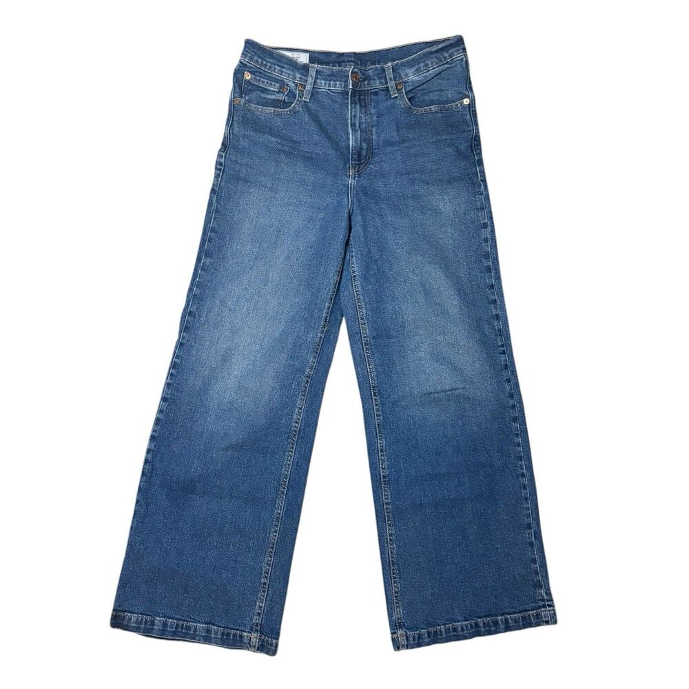 GAP Women Jeans 29/8R Blue Denim Wide Leg High Rise Stride